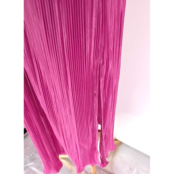 Petal & Pup Pontee Satin One Shoulder Pleated Midi Dress Orchid Pink Glam Large - Picture 6 of 12